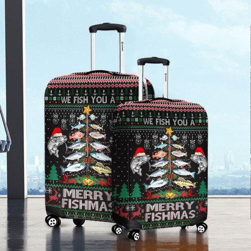 Australia Christmas Fishing Luggage Cover - Merrry Fishmas Fishing Rod Christmas Tree Luggage Cover Australia Christmas Fishing Luggage Cover - Merrry Fishmas Fishing Rod Christmas Tree Luggage Cover