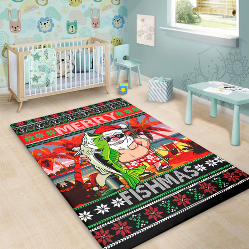 Australia Christmas Fishing Area Rug - Merrry Fishmas Angler Santa Claus Area Rug Australia Christmas Fishing Area Rug - Merrry Fishmas Angler Santa Claus Area Rug