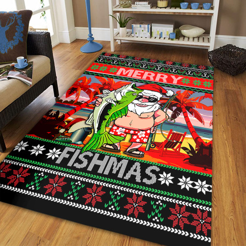 Australia Christmas Fishing Area Rug - Merrry Fishmas Angler Santa Claus Area Rug Australia Christmas Fishing Area Rug - Merrry Fishmas Angler Santa Claus Area Rug