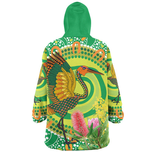 Australia Aboriginal Snug Hoodie - Brolga Bird Dancing With Australia Native Flowers V2 Snug Hoodie Australia Aboriginal Snug Hoodie - Brolga Bird Dancing With Australia Native Flowers V2 Snug Hoodie