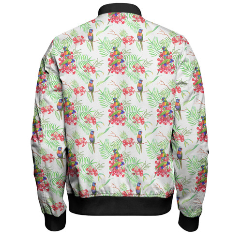 Australia Rainbow Lorikeets Bomber Jacket - Rainbow Lorikeets Colorful Tropical Exotic Flowers Bomber Jacket Australia Rainbow Lorikeets Bomber Jacket - Rainbow Lorikeets Colorful Tropical Exotic Flowers Bomber Jacket