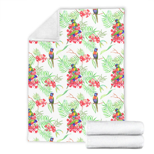 Australia Rainbow Lorikeets Blanket - Rainbow Lorikeets Colorful Tropical Exotic Flowers Blanket Australia Rainbow Lorikeets Blanket - Rainbow Lorikeets Colorful Tropical Exotic Flowers Blanket