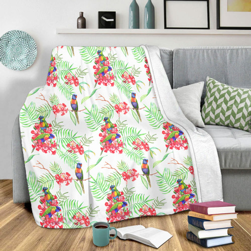 Australia Rainbow Lorikeets Blanket - Rainbow Lorikeets Colorful Tropical Exotic Flowers Blanket Australia Rainbow Lorikeets Blanket - Rainbow Lorikeets Colorful Tropical Exotic Flowers Blanket