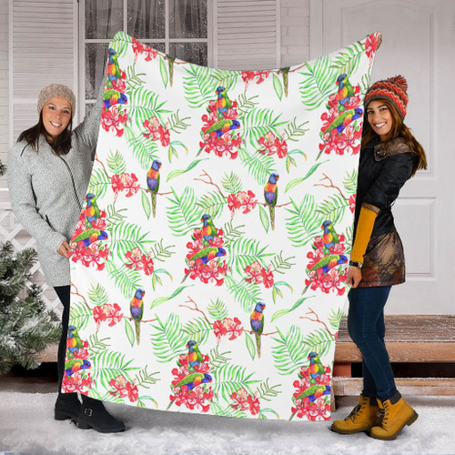 Australia Rainbow Lorikeets Blanket - Rainbow Lorikeets Colorful Tropical Exotic Flowers Blanket Australia Rainbow Lorikeets Blanket - Rainbow Lorikeets Colorful Tropical Exotic Flowers Blanket