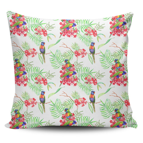 Australia Rainbow Lorikeets Pillow Cases - Rainbow Lorikeets Colorful Tropical Exotic Flowers Pillow Cases Australia Rainbow Lorikeets Pillow Cases - Rainbow Lorikeets Colorful Tropical Exotic Flowers Pillow Cases