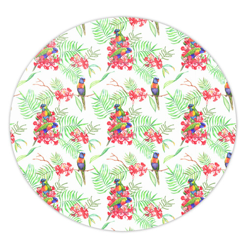 Australia Rainbow Lorikeets Round Rug - Rainbow Lorikeets Colorful Tropical Exotic Flowers Round Rug Australia Rainbow Lorikeets Round Rug - Rainbow Lorikeets Colorful Tropical Exotic Flowers Round Rug