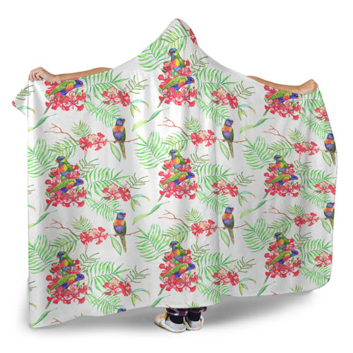 Australia Rainbow Lorikeets Hooded Blanket - Rainbow Lorikeets Colorful Tropical Exotic Flowers Hooded Blanket Australia Rainbow Lorikeets Hooded Blanket - Rainbow Lorikeets Colorful Tropical Exotic Flowers Hooded Blanket