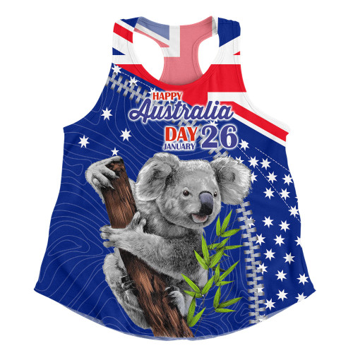 Australia Australia Day Women Racerback Singlet - Koala Happy Australia Day Women Racerback Singlet