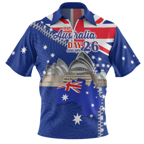 Australia Australia Day Zip Polo Shirt - Happy Australia Day Zip Polo Shirt