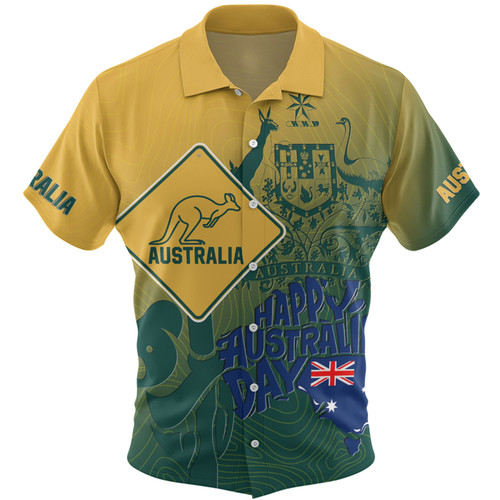 Australia Australia Day Custom Hawaiian Shirt - Australia Coat Of Arms Kangaroo And Koala Sign Hawaiian Shirt