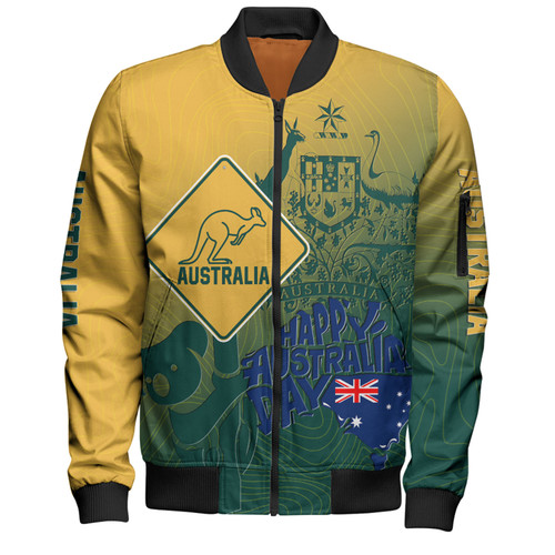 Australia Australia Day Custom Bomber Jacket - Australia Coat Of Arms Kangaroo And Koala Sign Bomber Jacket