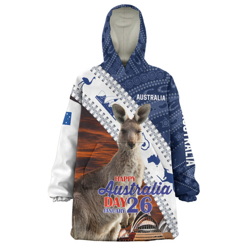 Australia Australia Day Custom Snug Hoodie - Kangaroo Happy Australia Day Aboriginal Pattern Snug Hoodie