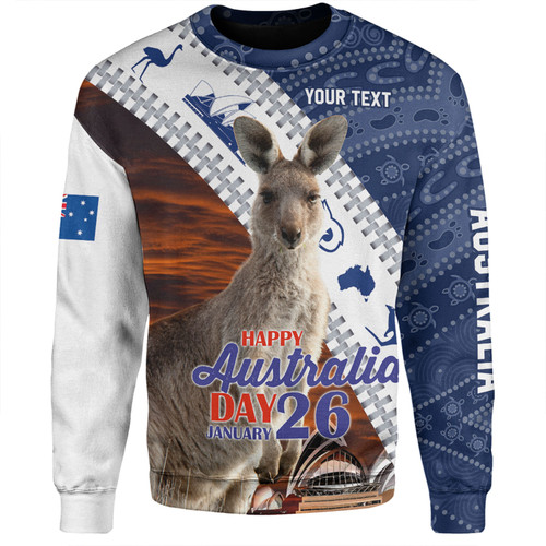 Australia Australia Day Custom Sweatshirt - Kangaroo Happy Australia Day Aboriginal Pattern Sweatshirt Australia Australia Day Custom Sweatshirt - Kangaroo Happy Australia Day Aboriginal Pattern Sweatshirt