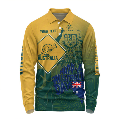 Australia Australia Day Custom Long Sleeve Polo Shirt - Australia Coat Of Arms Kangaroo And Koala Sign Long Sleeve Polo Shirt Australia Australia Day Custom Long Sleeve Polo Shirt - Australia Coat Of Arms Kangaroo And Koala Sign Long Sleeve Polo Shirt