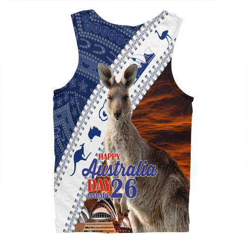 Australia Australia Day Custom Men Singlet - Kangaroo Happy Australia Day Aboriginal Pattern Men Singlet Australia Australia Day Custom Men Singlet - Kangaroo Happy Australia Day Aboriginal Pattern Men Singlet