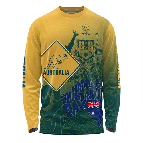 Australia Australia Day Custom Long Sleeve T-shirt - Australia Coat Of Arms Kangaroo And Koala Sign Long Sleeve T-shirt