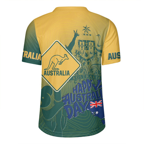 Australia Australia Day Custom Rugby Jersey - Australia Coat Of Arms Kangaroo And Koala Sign Rugby Jersey Australia Australia Day Custom Rugby Jersey - Australia Coat Of Arms Kangaroo And Koala Sign Rugby Jersey