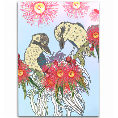 Australia Kookaburra Area Rug - Couple Kookaburra With Eucalyptus Flower Art Area Rug Australia Kookaburra Area Rug - Couple Kookaburra With Eucalyptus Flower Art Area Rug