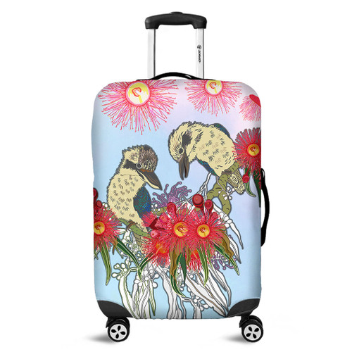 Australia Kookaburra Luggage Cover - Couple Kookaburra With Eucalyptus Flower Art Luggage Cover Australia Kookaburra Luggage Cover - Couple Kookaburra With Eucalyptus Flower Art Luggage Cover