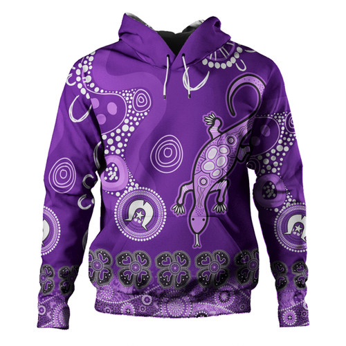 Australia Goanna Aboriginal Hoodie - Indigenous Dot Goanna (Purple) Hoodie