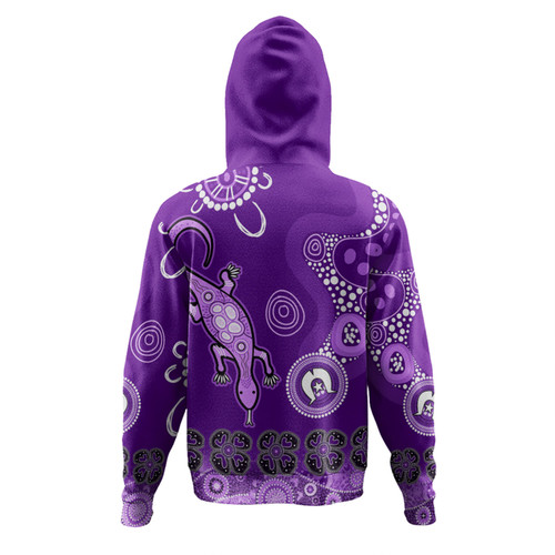 Australia Goanna Aboriginal Hoodie - Indigenous Dot Goanna (Purple) Hoodie Australia Goanna Aboriginal Hoodie - Indigenous Dot Goanna (Purple) Hoodie