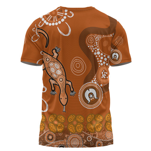 Australia Goanna Aboriginal T-shirt - Indigenous Dot Goanna (Orange) T-shirt Australia Goanna Aboriginal T-shirt - Indigenous Dot Goanna (Orange) T-shirt