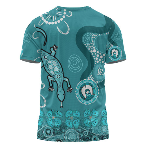 Australia Goanna Aboriginal T-shirt - Indigenous Dot Goanna (Teal Blue) T-shirt Australia Goanna Aboriginal T-shirt - Indigenous Dot Goanna (Teal Blue) T-shirt