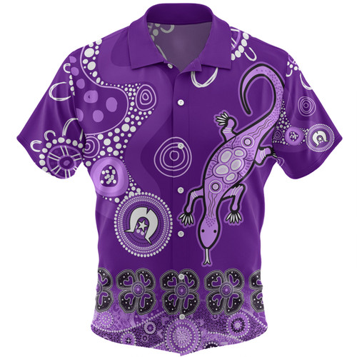 Australia Goanna Aboriginal Hawaiian Shirt - Indigenous Dot Goanna (Purple) Hawaiian Shirt