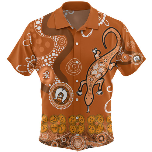 Australia Goanna Aboriginal Hawaiian Shirt - Indigenous Dot Goanna (Orange) Hawaiian Shirt