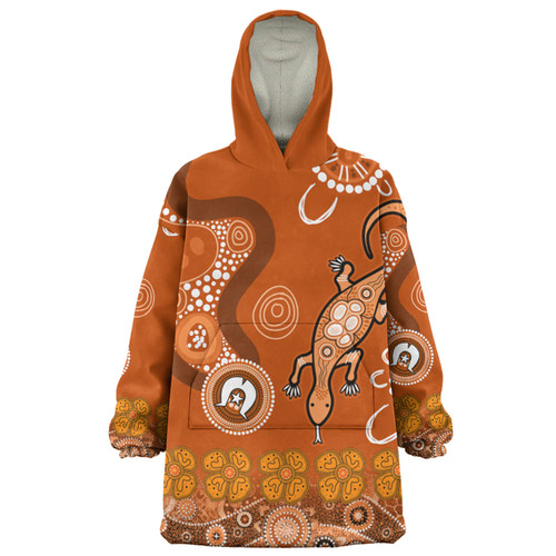 Australia Goanna Aboriginal Snug Hoodie - Indigenous Dot Goanna (Orange) Snug Hoodie