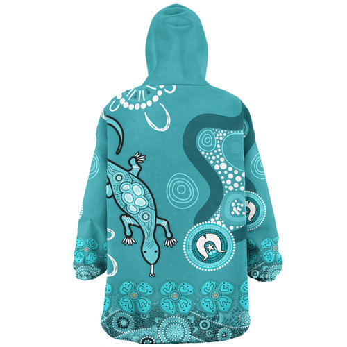 Australia Goanna Aboriginal Snug Hoodie - Indigenous Dot Goanna (Teal Blue) Snug Hoodie Australia Goanna Aboriginal Snug Hoodie - Indigenous Dot Goanna (Teal Blue) Snug Hoodie
