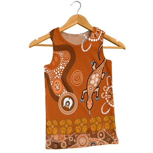 Australia Goanna Aboriginal Men Singlet - Indigenous Dot Goanna (Orange) Men Singlet