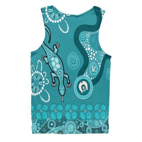 Australia Goanna Aboriginal Men Singlet - Indigenous Dot Goanna (Teal Blue) Men Singlet