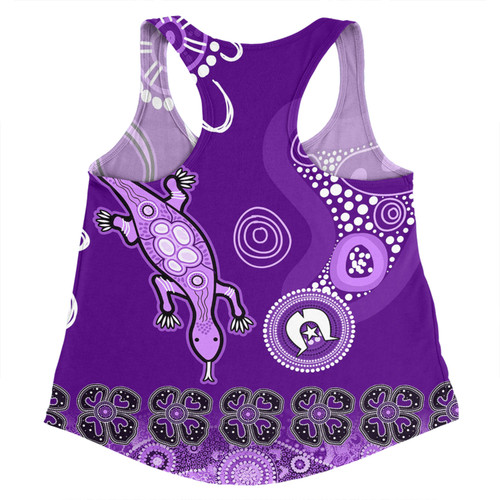 Australia Goanna Aboriginal Women Racerback Singlet - Indigenous Dot Goanna (Purple) Women Racerback Singlet