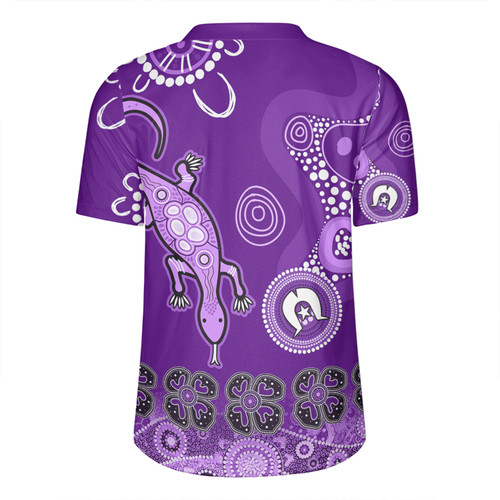 Australia Goanna Aboriginal Rugby Jersey - Indigenous Dot Goanna (Purple) Rugby Jersey