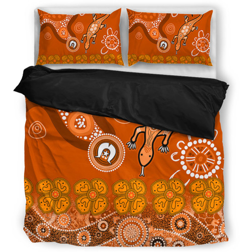 Australia Goanna Aboriginal Bedding Set - Indigenous Dot Goanna (Orange) Bedding Set Australia Goanna Aboriginal Bedding Set - Indigenous Dot Goanna (Orange) Bedding Set