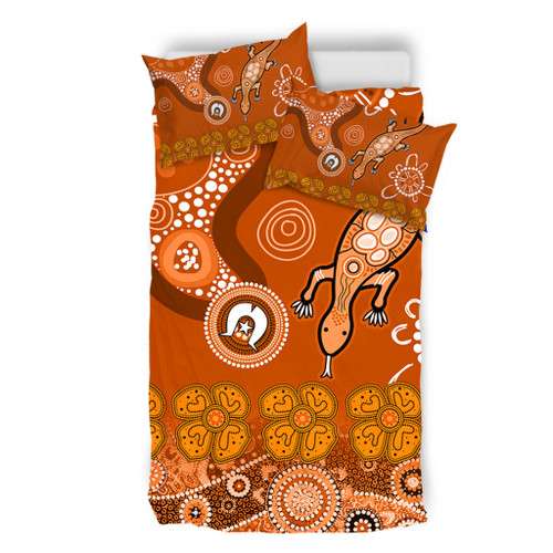 Australia Goanna Aboriginal Bedding Set - Indigenous Dot Goanna (Orange) Bedding Set Australia Goanna Aboriginal Bedding Set - Indigenous Dot Goanna (Orange) Bedding Set