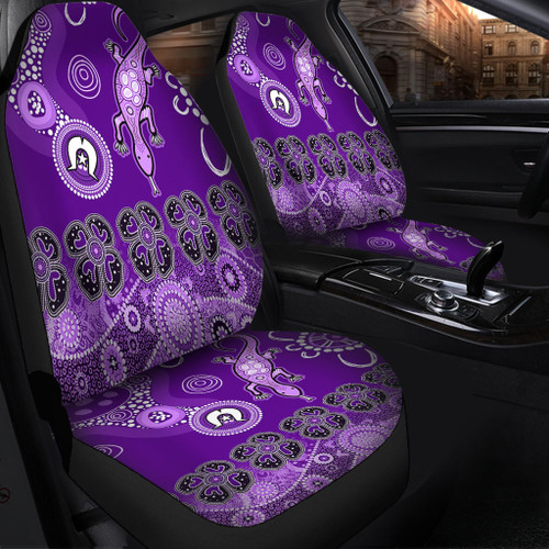 Australia Goanna Aboriginal Car Seat Cover - Indigenous Dot Goanna (Purple) Car Seat Cover