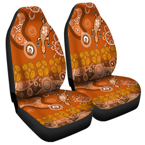Australia Goanna Aboriginal Car Seat Cover - Indigenous Dot Goanna (Orange) Car Seat Cover Australia Goanna Aboriginal Car Seat Cover - Indigenous Dot Goanna (Orange) Car Seat Cover