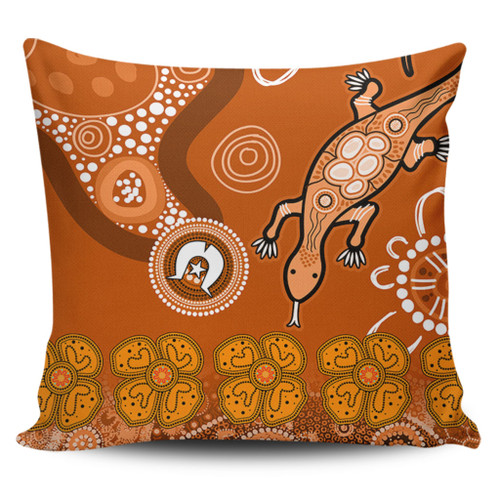 Australia Goanna Aboriginal Pillow Cases - Indigenous Dot Goanna (Orange) Pillow Cases Australia Goanna Aboriginal Pillow Cases - Indigenous Dot Goanna (Orange) Pillow Cases