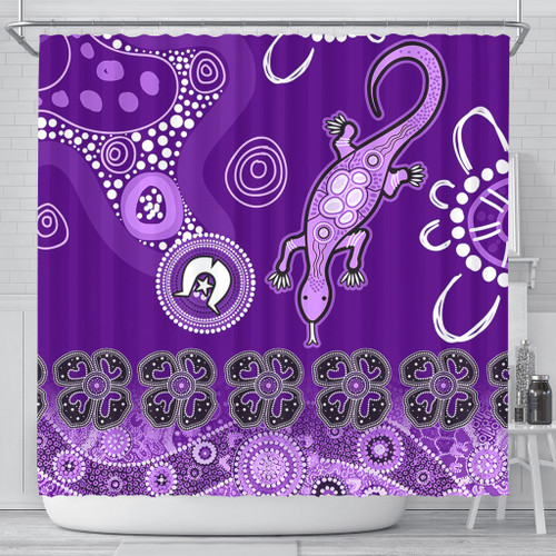 Australia Goanna Aboriginal Shower Curtain - Indigenous Dot Goanna (Purple) Shower Curtain Australia Goanna Aboriginal Shower Curtain - Indigenous Dot Goanna (Purple) Shower Curtain