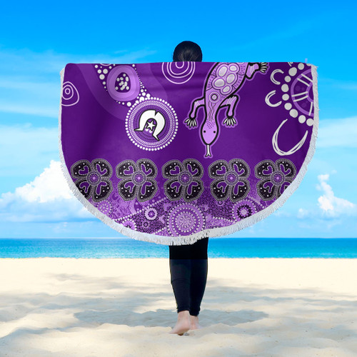 Australia Goanna Aboriginal Beach Blanket - Indigenous Dot Goanna (Purple) Beach Blanket Australia Goanna Aboriginal Beach Blanket - Indigenous Dot Goanna (Purple) Beach Blanket