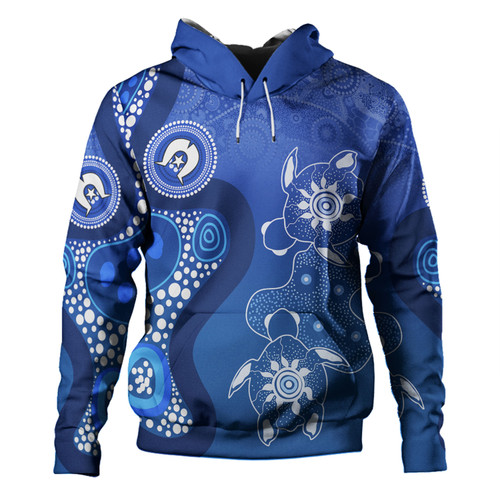 Australia Turtles Aboriginal Hoodie - Indigenous Dot Turtles In The Ocean (Blue) Hoodie