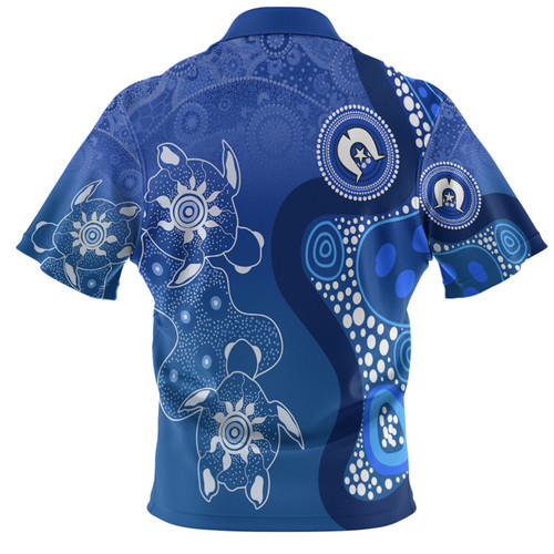 Australia Turtles Aboriginal Polo Shirt - Indigenous Dot Turtles In The Ocean (Blue) Polo Shirt Australia Turtles Aboriginal Polo Shirt - Indigenous Dot Turtles In The Ocean (Blue) Polo Shirt