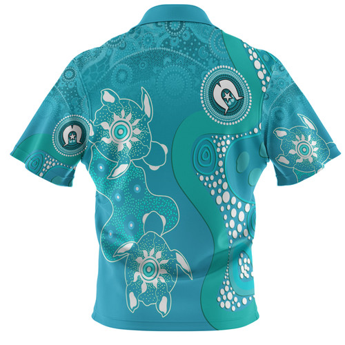 Australia Turtles Aboriginal Polo Shirt - Indigenous Dot Turtles In The Ocean (Turquoise) Polo Shirt Australia Turtles Aboriginal Polo Shirt - Indigenous Dot Turtles In The Ocean (Turquoise) Polo Shirt