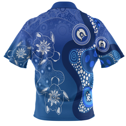 Australia Turtles Aboriginal Hawaiian Shirt - Indigenous Dot Turtles In The Ocean (Blue) Hawaiian Shirt