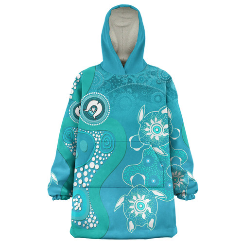 Australia Turtles Aboriginal Snug Hoodie - Indigenous Dot Turtles In The Ocean (Sapphire) Snug Hoodie