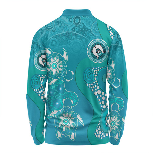 Australia Turtles Aboriginal Long Sleeve Polo Shirt - Indigenous Dot Turtles In The Ocean (Turquoise) Long Sleeve Polo Shirt Australia Turtles Aboriginal Long Sleeve Polo Shirt - Indigenous Dot Turtles In The Ocean (Turquoise) Long Sleeve Polo Shirt