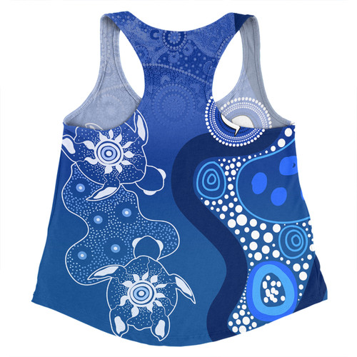 Australia Turtles Aboriginal Women Racerback Singlet - Indigenous Dot Turtles In The Ocean (Blue) Women Racerback Singlet Australia Turtles Aboriginal Women Racerback Singlet - Indigenous Dot Turtles In The Ocean (Blue) Women Racerback Singlet