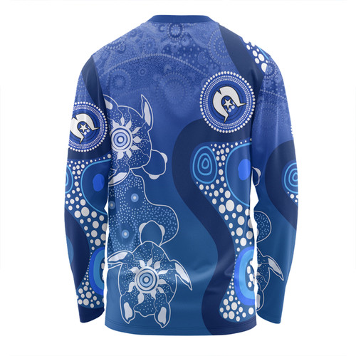 Australia Turtles Aboriginal Long Sleeve T-shirt - Indigenous Dot Turtles In The Ocean (Blue) Long Sleeve T-shirt Australia Turtles Aboriginal Long Sleeve T-shirt - Indigenous Dot Turtles In The Ocean (Blue) Long Sleeve T-shirt
